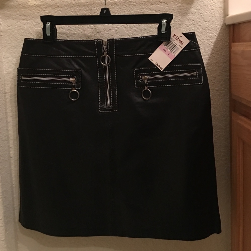 Michael Kors Black Mini Skirt with Zipper Details